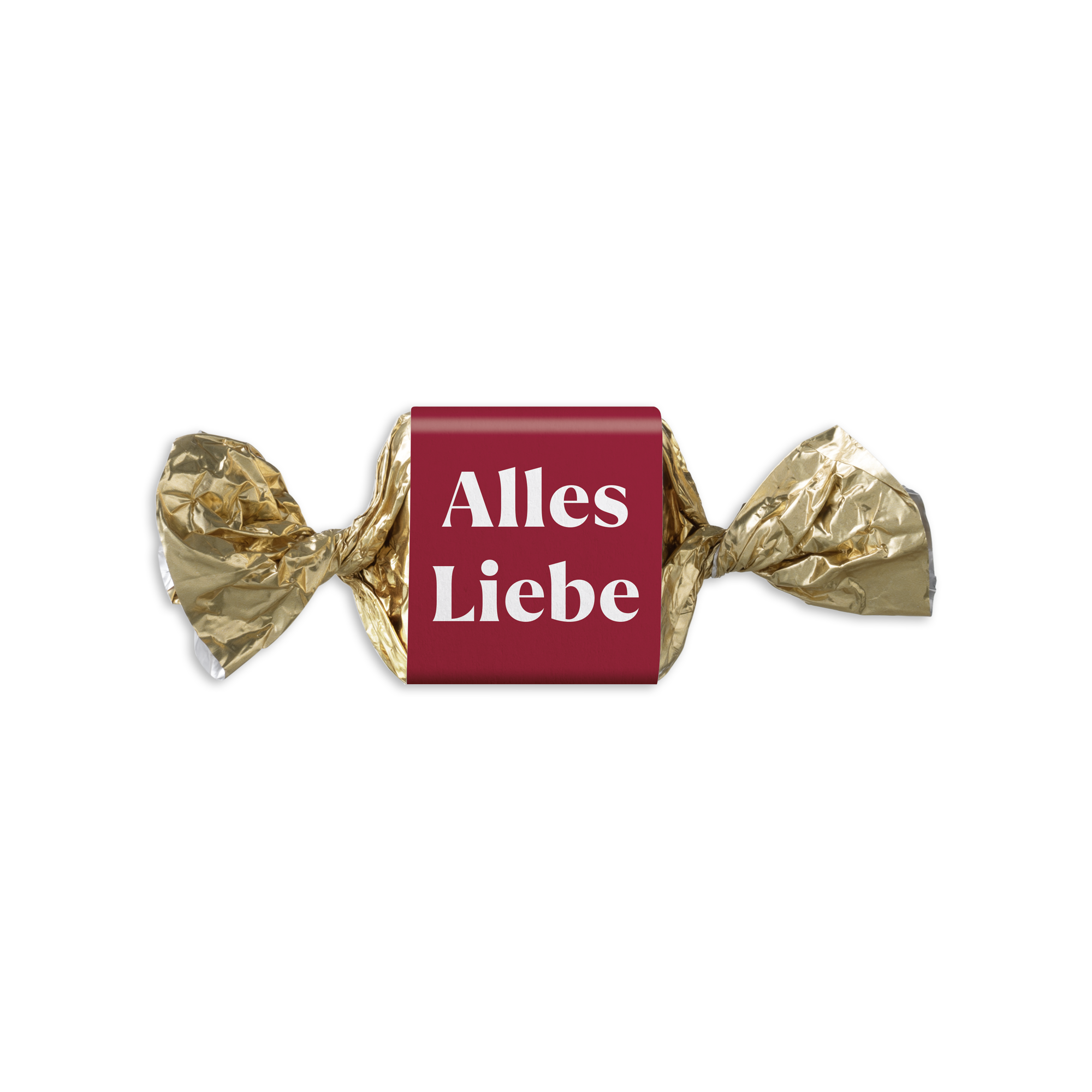 Bio Hochland Nougatle – Nuss-Nougatpraline mit Vollmilchschokolade. Motiv: Alles Liebe.